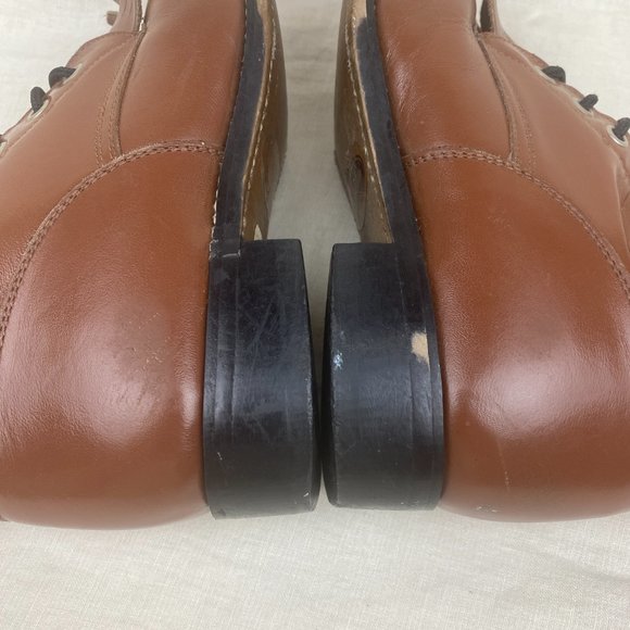 Vintage 1980s Justin Leather Brown Lace Up Roper Western Cowboy Kiltie Boots - Picture 9 of 16